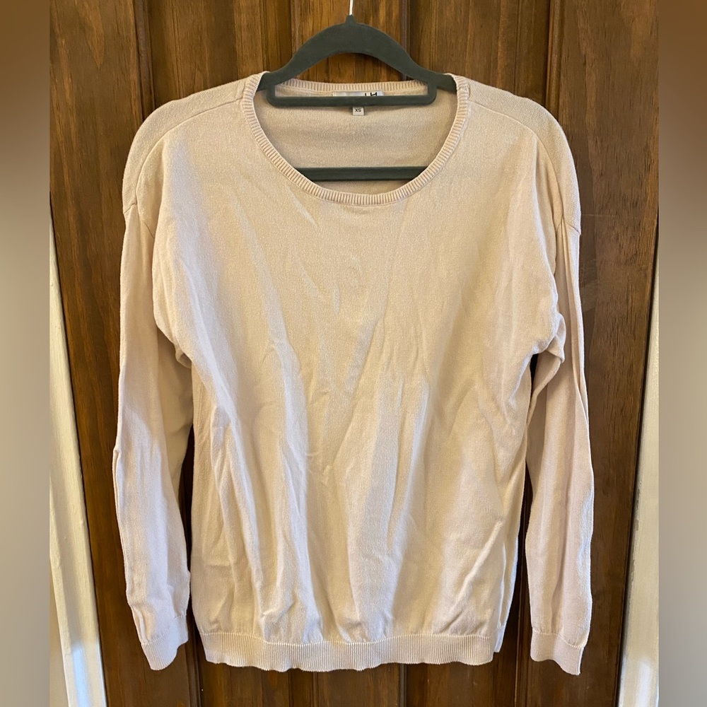 Nude Crew Neck Cotton Top - Size Small
